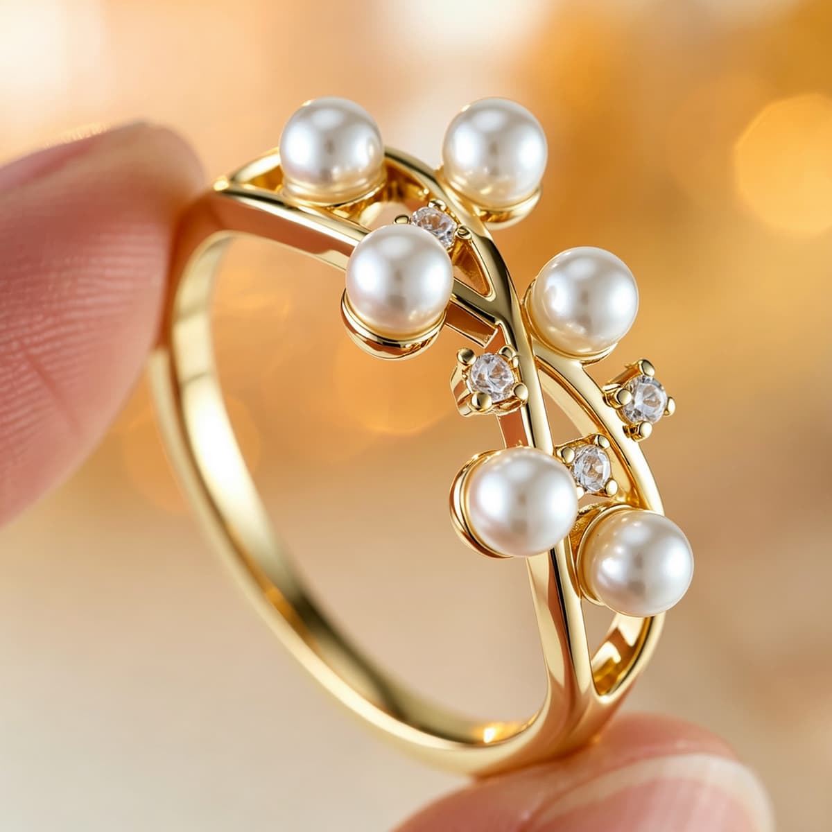 Women's Retro Hollow Copper Ring with Scattered Zirconia